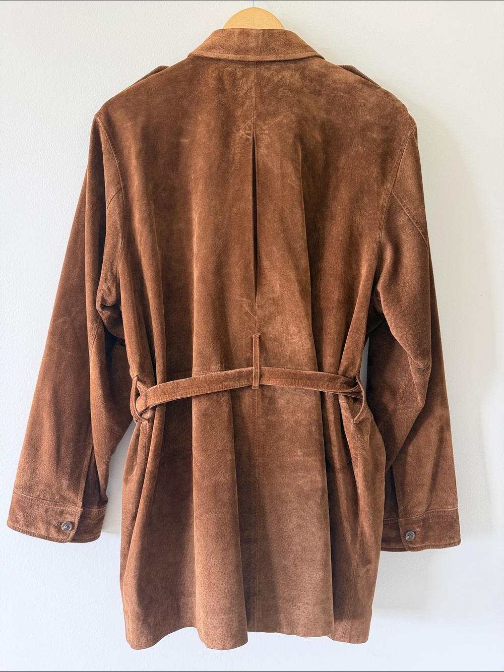 Lauren Ralph Lauren Suede Safari Jacket Belted Brown Cognac Utility Coat Size L - Picture 3 of 11